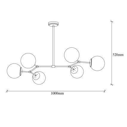 Upphängningsbar Ljuskrona  DAMAR 6xE27/40W/230V