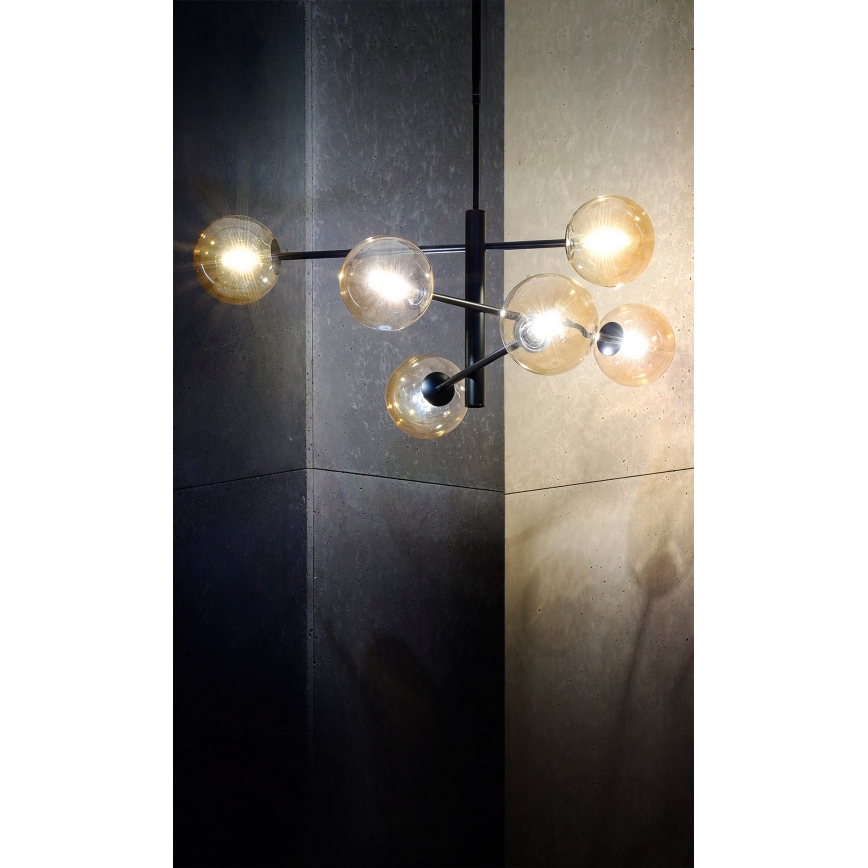 Upphängningsbar Ljuskrona  ORO 6xG9/12W/230V svart /gyllene 