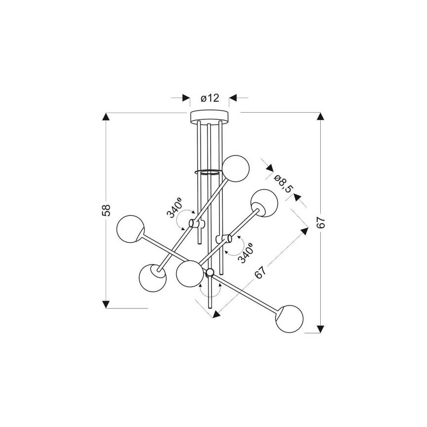 Upphängningsbar Ljuskrona  PAstOS 6xG9/5W/230V svart 