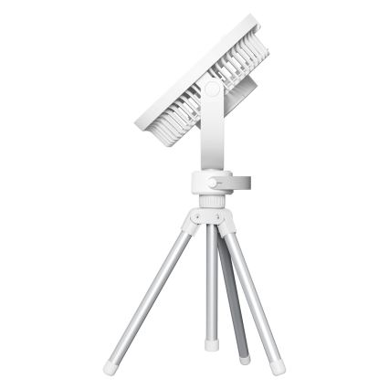 Uppladdningsbar bordsfläkt med LED-belysning, 8 W / 3,7 V, 2400 mAh, vit