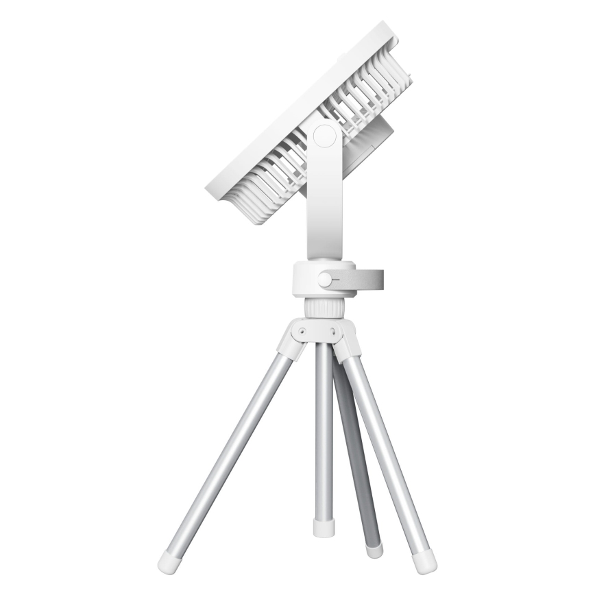 Uppladdningsbar bordsfläkt med LED-belysning, 8 W / 3,7 V, 2400 mAh, vit