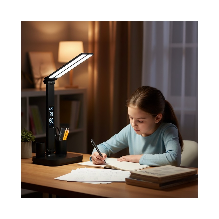 Dimmbar uppladdningsbar LED-bordslampa NOBLITE P LED/5W/5V 3000/4000/6000K 2200 mAh svart