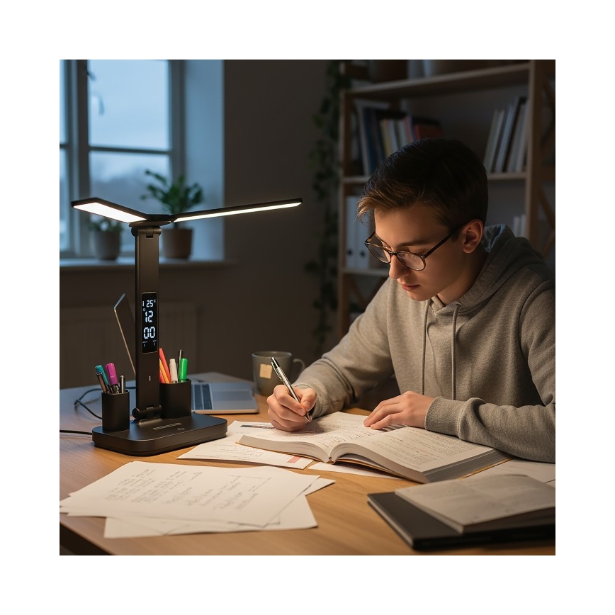 Dimmbar uppladdningsbar LED-bordslampa NOBLITE P LED/5W/5V 3000/4000/6000K 2200 mAh svart