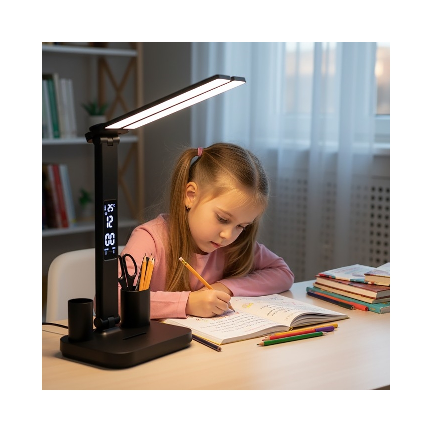 Dimmbar uppladdningsbar LED-bordslampa NOBLITE P LED/5W/5V 3000/4000/6000K 2200 mAh svart