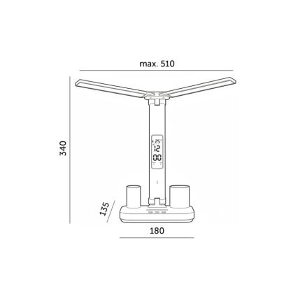 Dimmbar uppladdningsbar LED-bordslampa NOBLITE P LED/5W/5V 3000/4000/6000K 2200 mAh svart