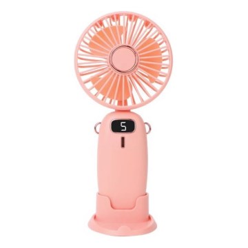 Uppladdningsbar fickfläkt 3W/5V, 1200 mAh, rosa