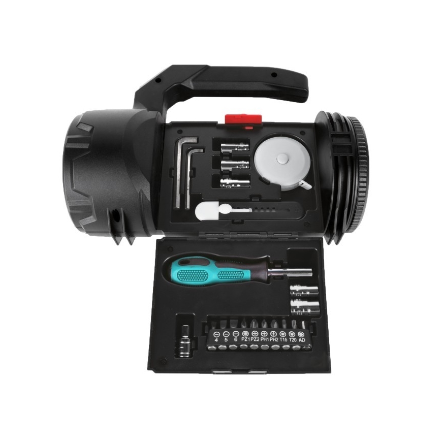 Uppladdningsbar LED-ficklampa, 5V, 500 lm, 1200 mAh, svart