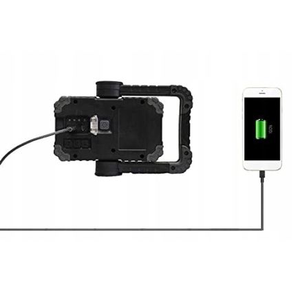 Uppladdningsbar LED-strålkastare med inbyggd högtalare och powerbankfunktion LED/10W/5V 4400 mAh IP44 svart/gul