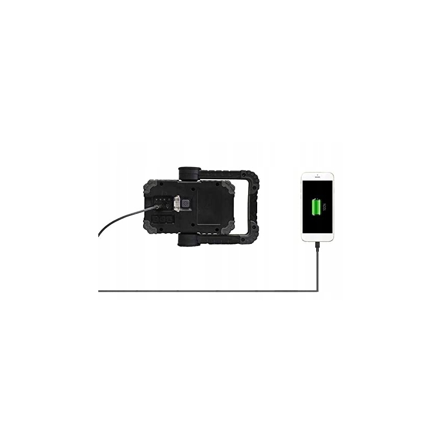 Uppladdningsbar LED-strålkastare med inbyggd högtalare och powerbankfunktion LED/10W/5V 4400 mAh IP44 svart/gul