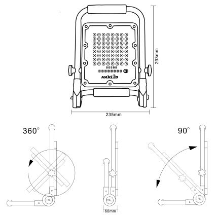 Dimbar uppladdningsbar LED-strålkastare med stativ LED/50W/3,2V 4500K 5000 mAh IP65 orange