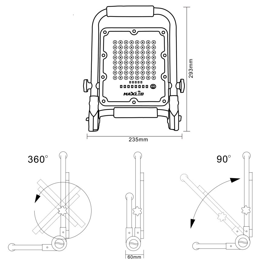 Dimbar uppladdningsbar LED-strålkastare med stativ LED/50W/3,2V 4500K 5000 mAh IP65 orange