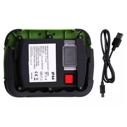 Uppladdningsbar LED-strålkastare SAMSUNG CHIP LED/10W/3,7V IP44 4000K 3600 mAh grön