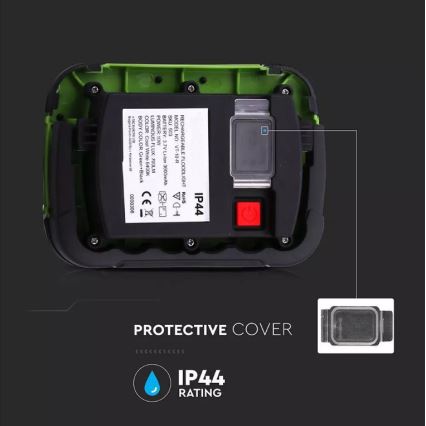 Uppladdningsbar LED-strålkastare SAMSUNG CHIP LED/10W/3,7V IP44 4000K 3600 mAh grön