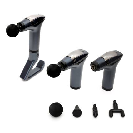 Uppladdningsbar massagepistol med 4 huvuden och rem 25W/5V 1500 mAh