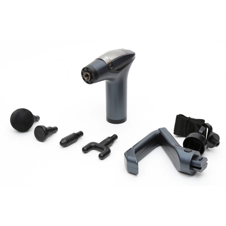 Uppladdningsbar massagepistol med 4 huvuden och rem 25W/5V 1500 mAh