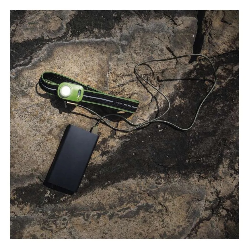 Uppladdningsbar pannlampa med LED/USB, 1600 mAh, IPX6
