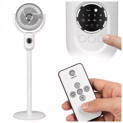 LED uppladdningsbar stativfläkt med LED-belysning LED/4,8W/5V USB 7200 mAh vit + fjärrkontroll