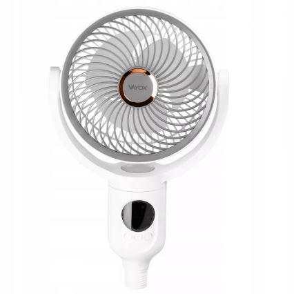 LED uppladdningsbar stativfläkt med LED-belysning LED/4,8W/5V USB 7200 mAh vit + fjärrkontroll