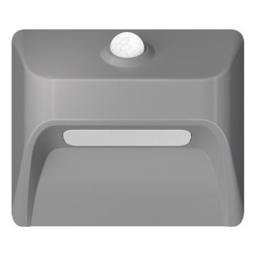 Uppladdningsbar trappbelysning med rörelse- och skymningssensor STEP LIGHT LED/0,3W/3,7V 2200 mAh IP53 grå