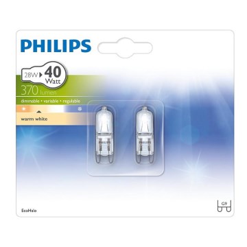 UPPSÄTTNING 2x kraftig glödlampa Philips ECOHALO G9/28W/230V 2800K