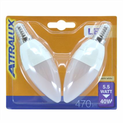 UPPSÄTTNING 2x LED glödlampa  E14/5,5W/230V 2700K - Attralux