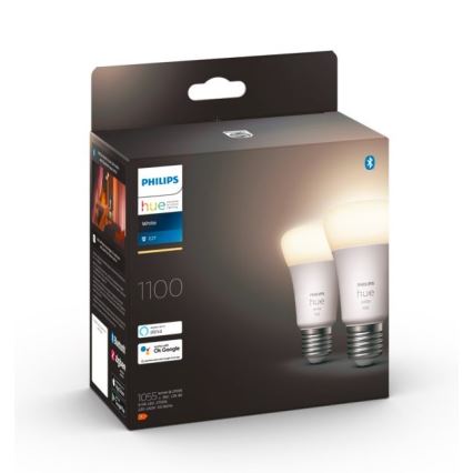 UPPSÄTTNING 2x LED ljusreglerad glödlampa  Philips Hue WHITE E27/9,5W/230V 2700K