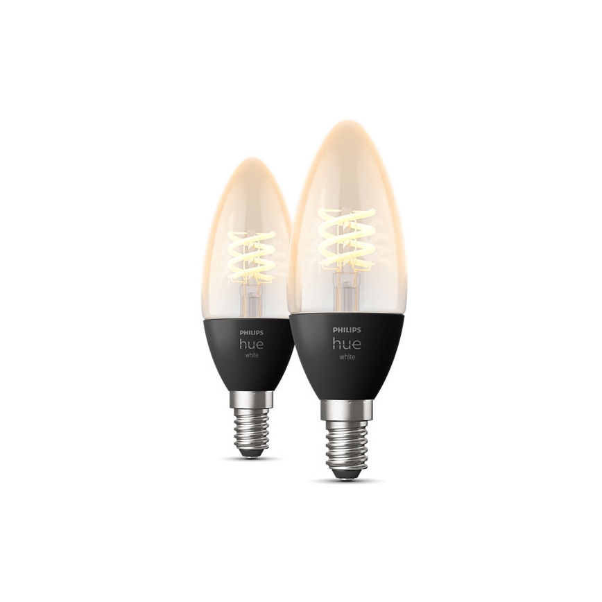 UPPSÄTTNING 2x LED ljusreglerad glödlampa  Philips Hue WHITE FILAMENT E14/4,5W/230V 2100K