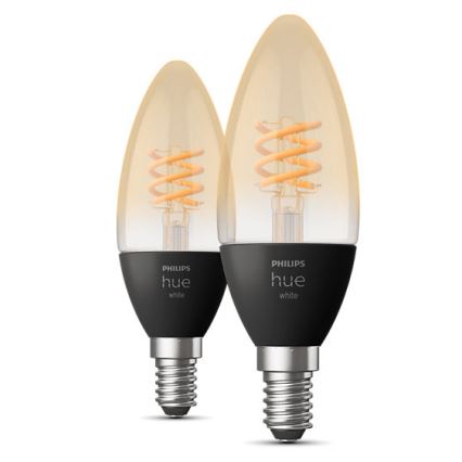 UPPSÄTTNING 2x LED ljusreglerad glödlampa  Philips Hue WHITE FILAMENT E14/4,5W/230V 2100K