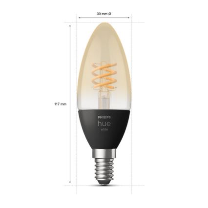 UPPSÄTTNING 2x LED ljusreglerad glödlampa  Philips Hue WHITE FILAMENT E14/4,5W/230V 2100K
