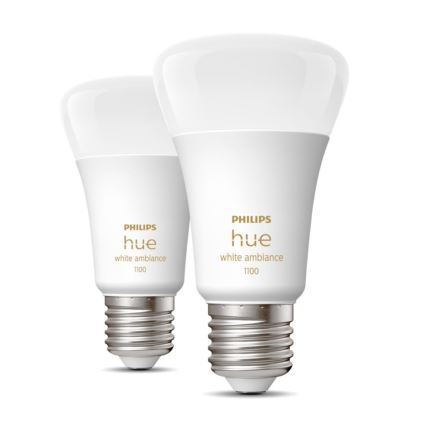 UPPSÄTTNING 2xLED ljusreglerad glödlampa  Philips Hue WHITE AMBIANCE E27/8W/230V 2200-6500K