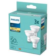 UPPSÄTTNING 3x LED Glödlampa  Philips GU10/4,7W/230V 2700K