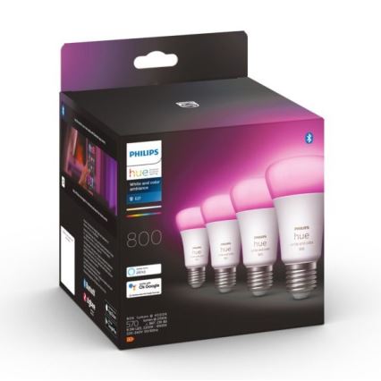 UPPSÄTTNING 4x LED ljusreglerad glödlampa  Philips Hue White And Color Ambiance E27/6,5W/230V 2000-6500K