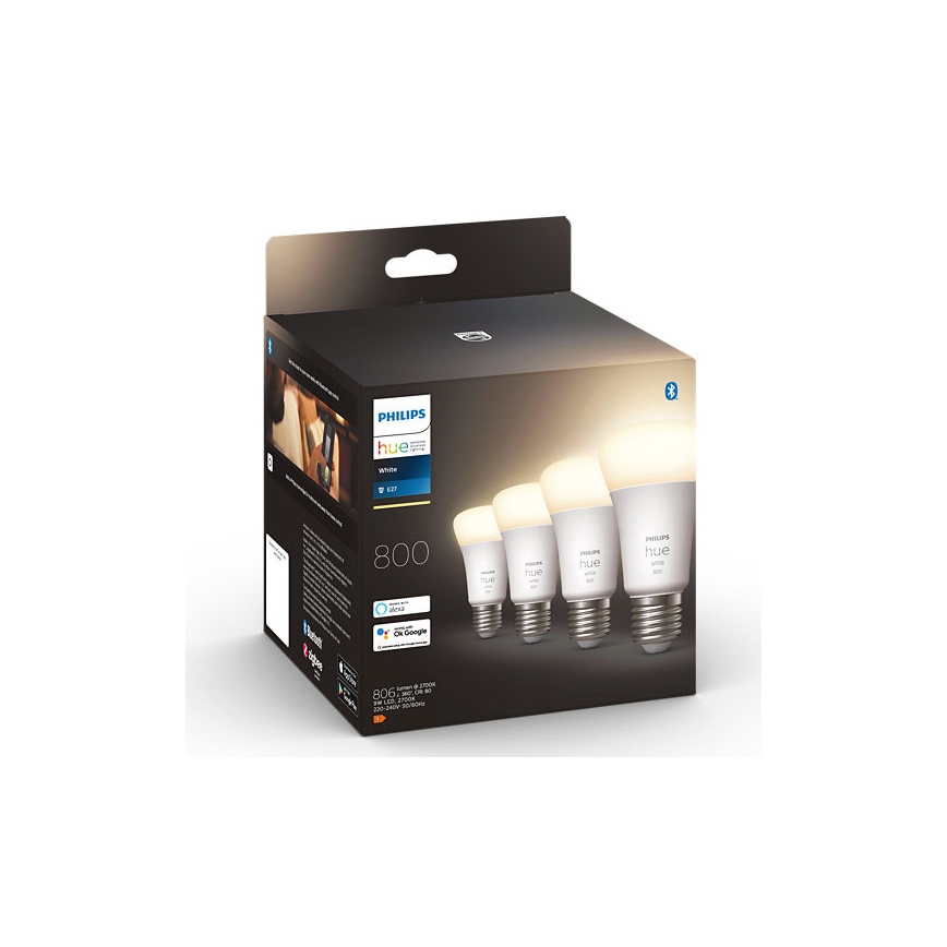 UPPSÄTTNING 4x LED ljusreglerad glödlampa  Philips Hue WHITE A60 E27/9W/230V 2700K
