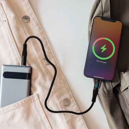 USB-C-kabel med LED-display 100W 1m