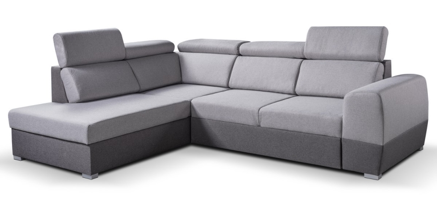 Utdragbar hörnsoffa i L-form med förvaringsutrymme MATRIX grå vänster