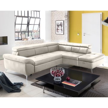 Utdragbar hörnsoffa i läder SALERNO II höger beige