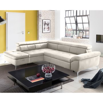 Utdragbar hörnsoffa i läder SALERNO II vänster beige
