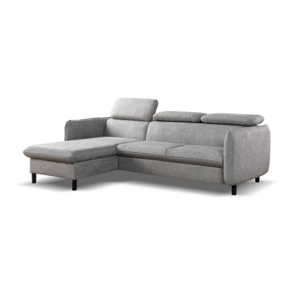 Utdragbar L-formad hörnsoffa med förvaringsutrymme NISA, grå, vänster