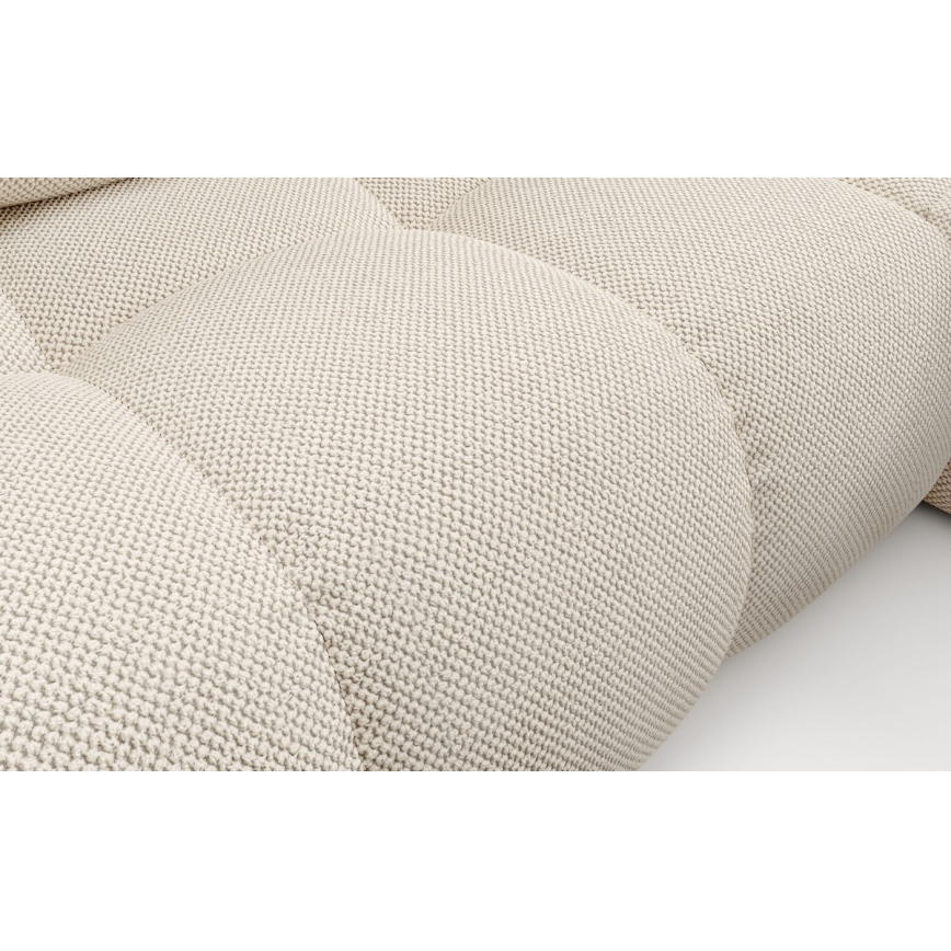 Utdragbar stoppad hörnsoffa i L-form med förvaring ALMADA, höger, ljusbeige