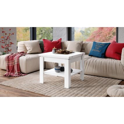 Utdragbart soffbord/matbord med förvaringshylla LIA vit