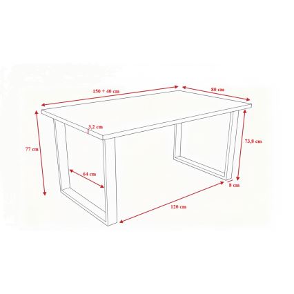 Utdragbart matbord COLIN ek