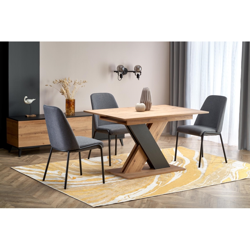 Utdragbart matbord DROM 130/175x85 cm ek wotan/svart