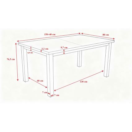 Utdragbart matbord LIAM i sonomabjörk