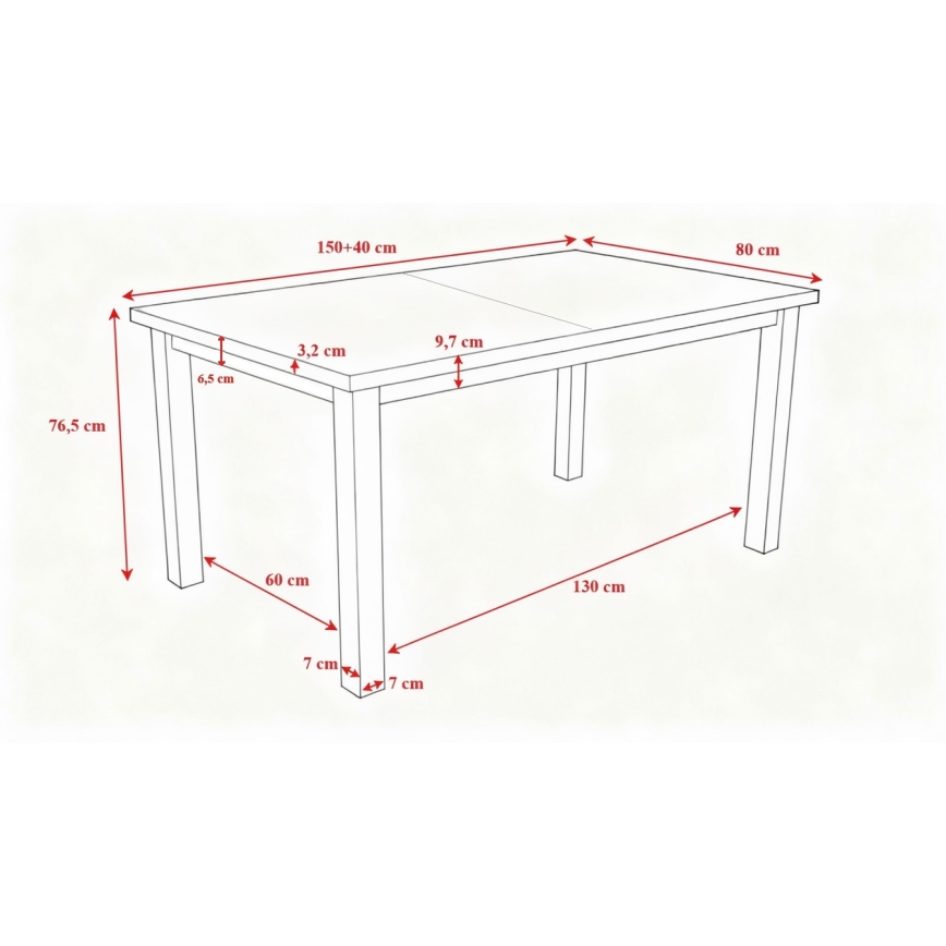 Utdragbart matbord LIAM i sonomabjörk