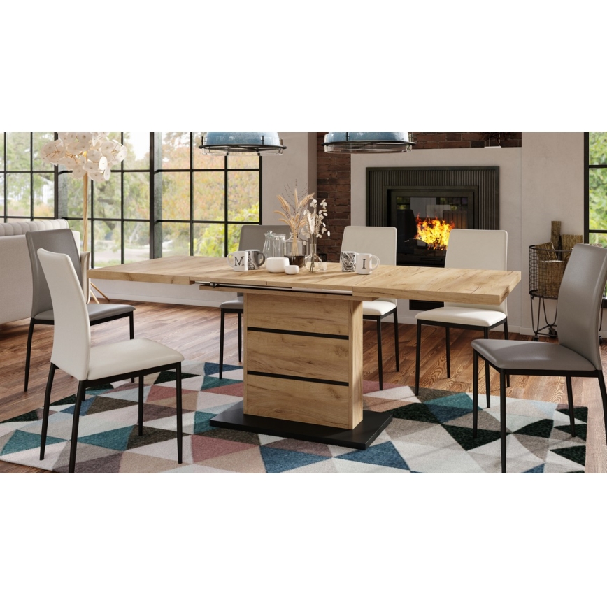 Utdragbart matbord PAOLO ek craft/svart