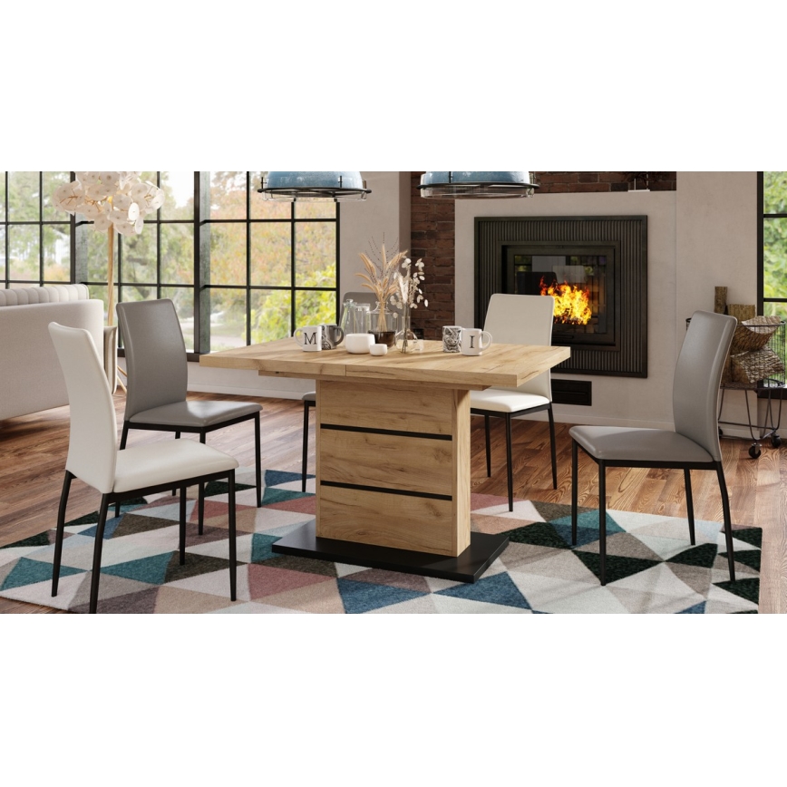 Utdragbart matbord PAOLO ek craft/svart