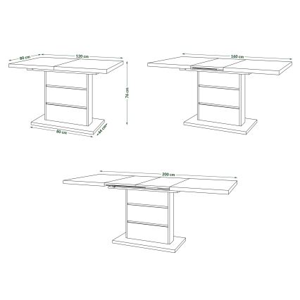 Utdragbart matbord PAOLO ek craft/svart