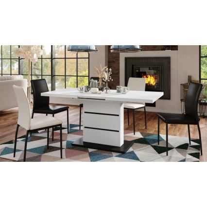 Utdragbart matbord PAOLO vit/svart