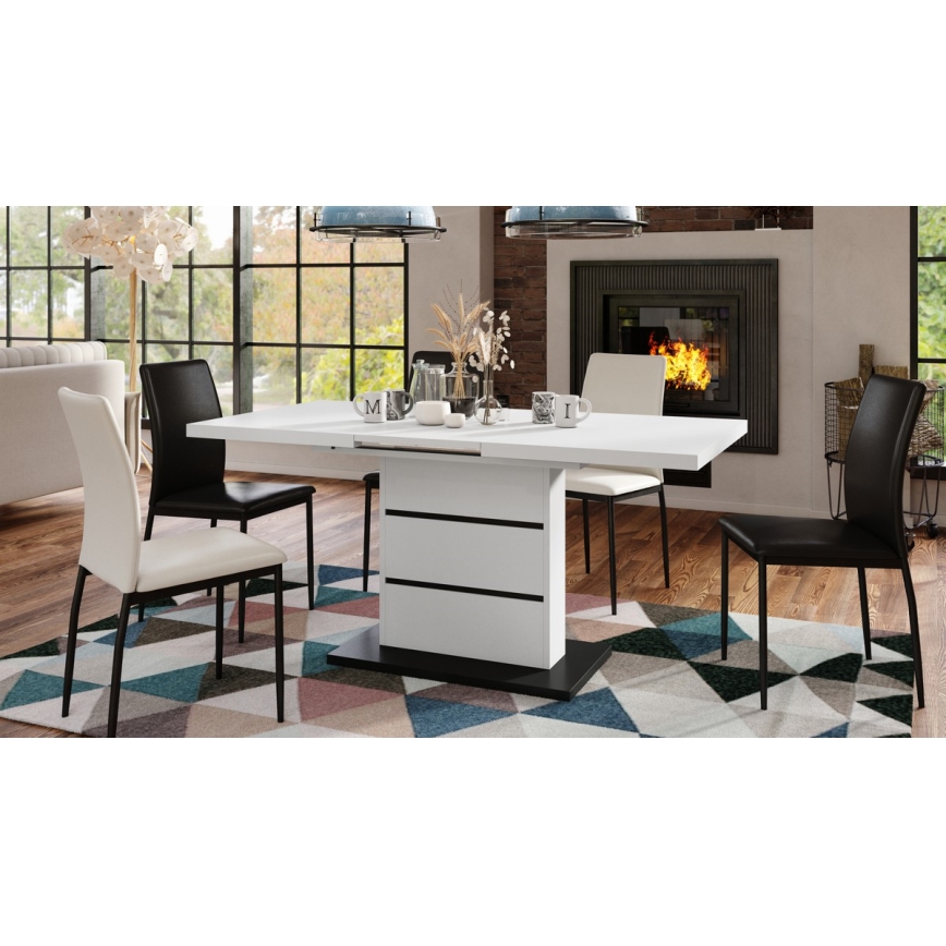 Utdragbart matbord PAOLO vit/svart