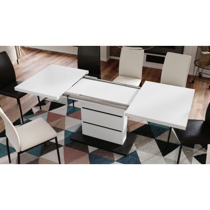 Utdragbart matbord PAOLO vit/svart
